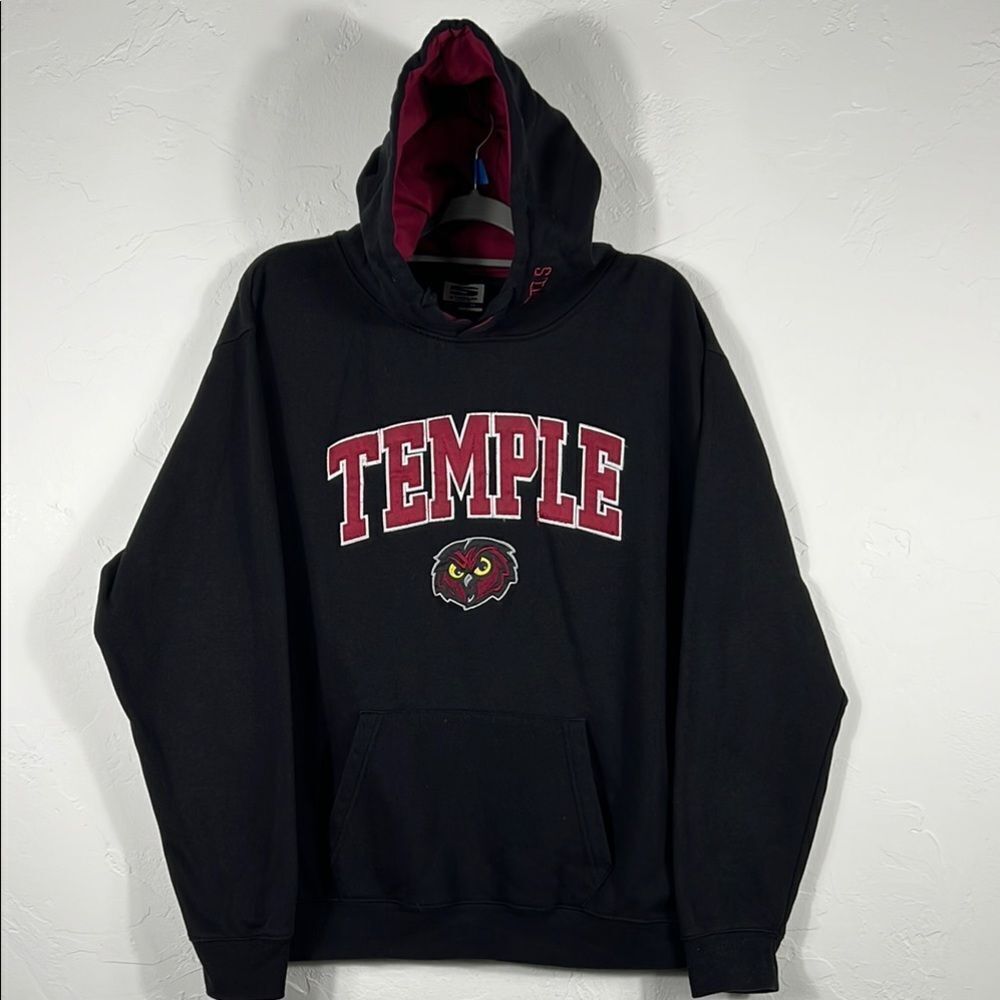 🔥🔥 Vintage TEMPLE OWLS Embroidered College Hoodie Sweatshirt Men Size XL - EUC